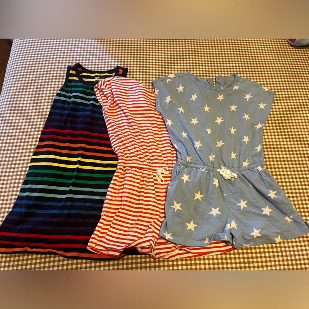 Lot Primary Multicolor Striped dress & Rompers X 2